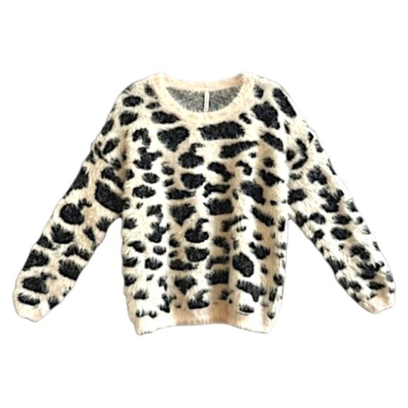 Raga Leopard Fuzzy Knit Sweater Beige XS - Picture 2 of 9
